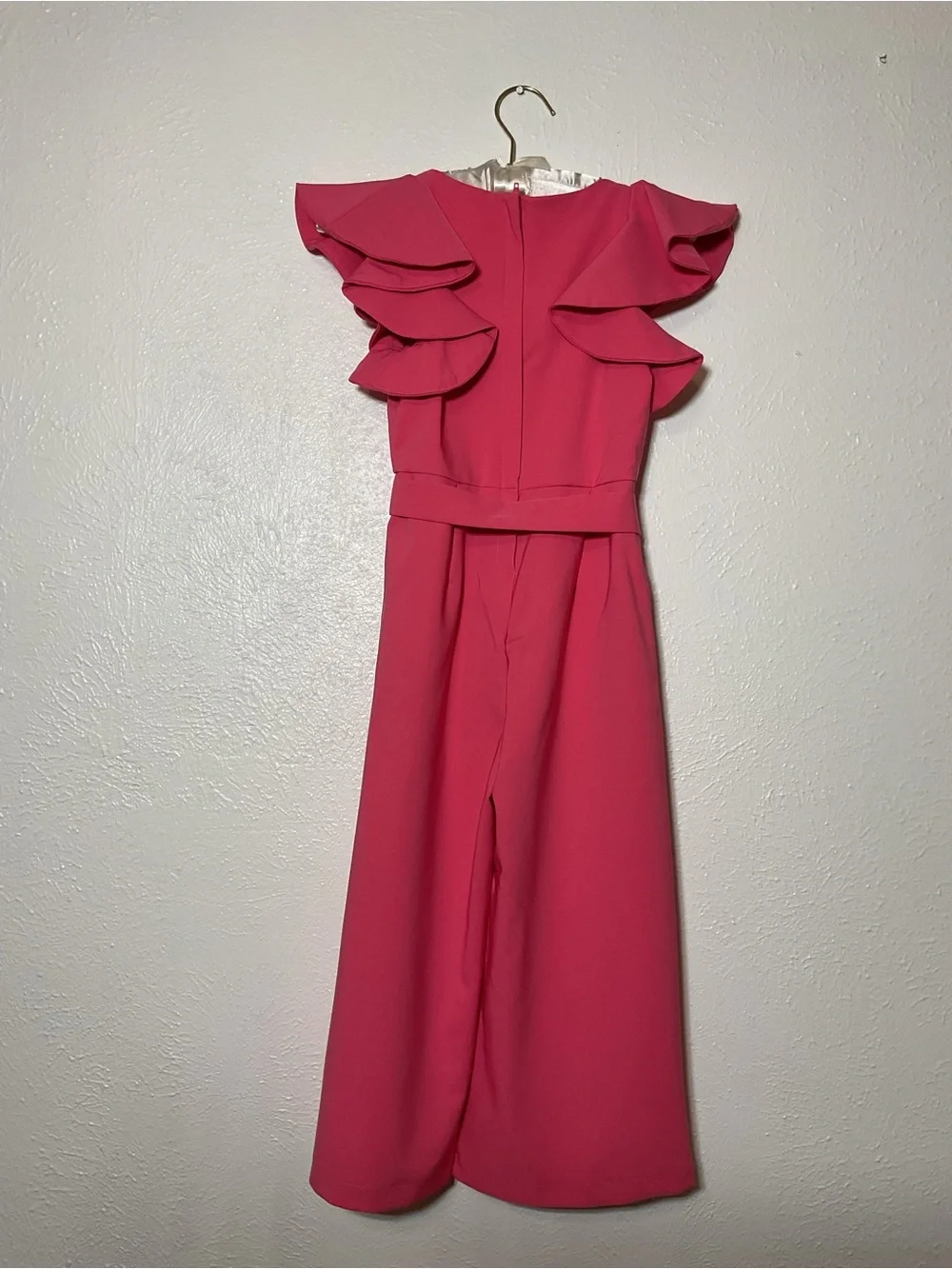 GB girls Magenta Ruffle-Sleeve Midi Dress with Waist Tie